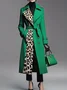 Urban Split Joint Leopard Lapel Collar Coat With Belt