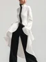 Cotton Urban Color Block Split Joint Stand Collar Bell Sleeve Blouse