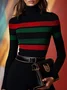 Jersey Urban Striped Printing Turtleneck T-shirt