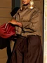 Urban Plain Shawl Collar Blouse