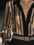 Urban Striped Printing Shirt Collar Shirt