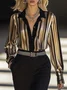 Urban Striped Printing Shirt Collar Shirt
