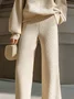 Casual Plain Pockets Straight Sweater Pants