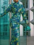 Elegant Random Print Printing Mock Neck Maxi Dress