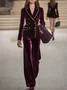 Elegant Buttoned  Velvet Lapel Collar Blazer