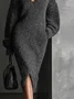 Urban Plain V Neck Sweater Midi Dress