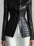 Urban Buttoned Textured Croc-Effect Faux Leather Coat