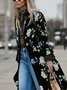 Casual Printing Floral Lapel Collar Trench Coat
