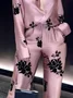 Plus Size Urban Floral Printing Straight Pants