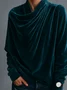Velvet Casual Plain Irregular Craftsmanship Blouse