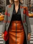 Urban  Printing Houndstooth Lapel Collar Coat