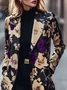 Urban Printing Floral Lapel Collar Coat