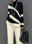 Casual Color Block Turtleneck Sweater
