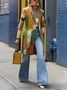 Casual Printing Ethnic Shawl Collar Coat