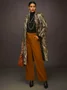 Urban Abstract Colorblock Jacquard Shawl Collar Coat