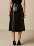 Urban Color Block Midi Faux Leather Skirt