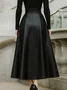 Urban Buttoned Plain Maxi Faux Leather Skirt