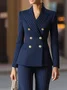 Urban Buttoned Striped Lapel Collar Blazer