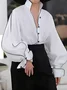 Plus Size Casual Loose Stand Collar Color Block Shirt