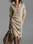 Urban Cozy Buttoned Shawl Collar Sweater Midi Dress