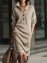 Urban Cozy Buttoned Shawl Collar Sweater Midi Dress