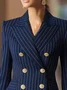 Urban Buttoned Striped Lapel Collar Blazer