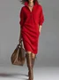 Urban Cozy Buttoned Shawl Collar Sweater Midi Dress