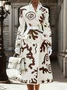 Urban Printing Random Print Lapel Collar Coat No Belt