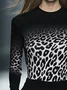 Casual Leopard Printing Crew Neck T-shirt