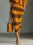 Urban Striped Color Block Sweater Skirt