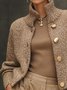 Casual Plain Buttoned Stand Collar Sweater Cardigan