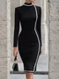 Urban Color Block Webbing Knee Length Dress
