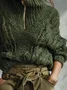 Casual Plain Zipper Turtleneck Sweater