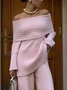Elegant Plain Cold Shoulder Sweater