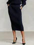 Casual Plain Midi Sweater Skirt