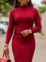 Urban Plain Stand Collar Sweater Dress