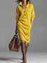 Urban Cozy Buttoned Shawl Collar Sweater Midi Dress