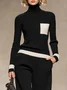 Casual Color Block Turtleneck Sweater