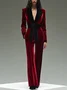 Urban Split Joint Color Block Shawl Collar Jumpsuit With Belt