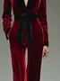 Urban Split Joint Color Block Shawl Collar Jumpsuit With Belt