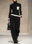 Casual Color Block Turtleneck Sweater