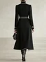 Urban Color Block Stand Collar Coat With Belt