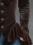 Velvet Elegant Plain Peplum V Neck Bell Sleeve Shirt
