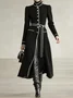 Urban Color Block Stand Collar Coat With Belt