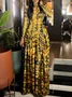 Urban Abstract Graphic  Printing Turtleneck Maxi Dress