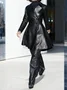 Urban Plain Lapel Collar Faux Leather Coat
