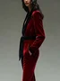 Urban Split Joint Color Block Shawl Collar Jumpsuit With Belt