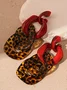 Contrast acrylic leopard print geometric interlocking silver post earrings