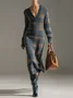 Urban Plaid V Neck Maxi Sweater Dress