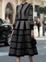 Elegant Geometric Crew Neck Midi Dress